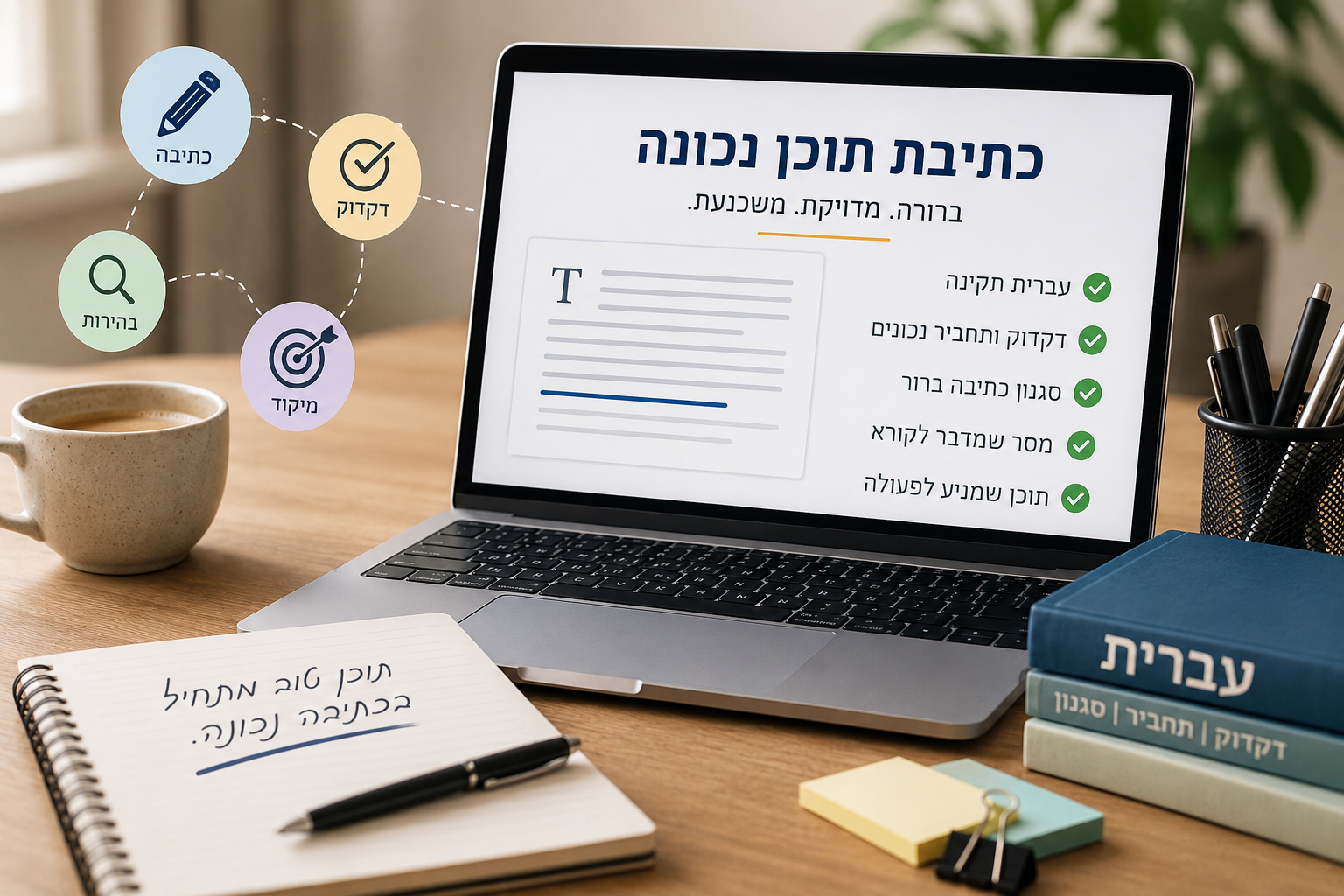 כתיבת תוכן נכונה – כללי דקדוק, תחביר וכתיבה ברורה