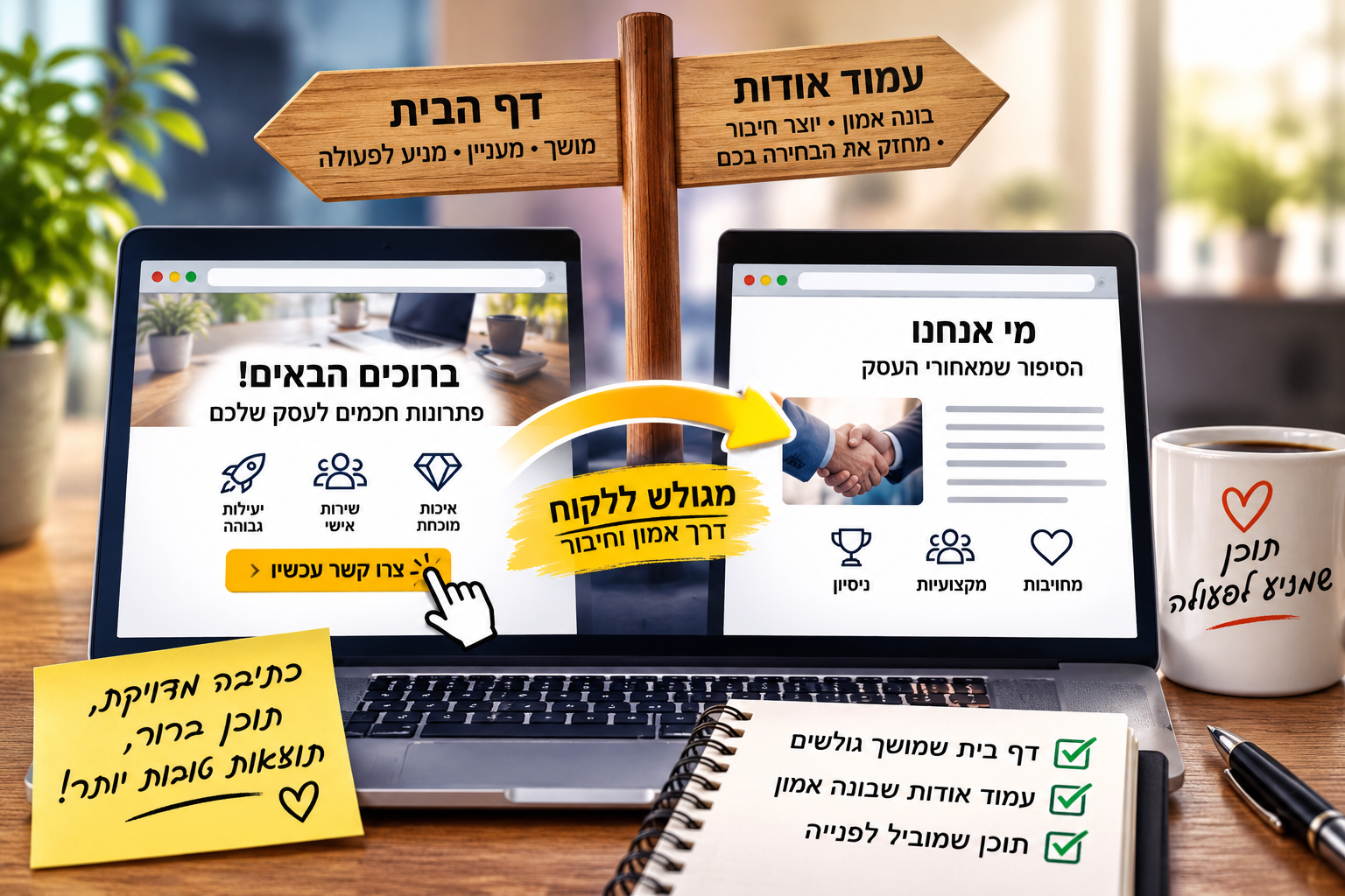 כתיבת דף הבית ועמוד אודות באתר – התאמת התוכן למטרה של כל עמוד
