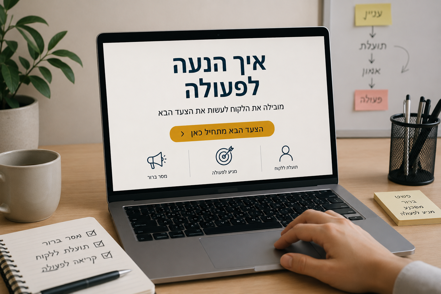 הנעה לפעולה באמצעות כתיבה שיווקית שמובילה את הלקוח לצעד הבא