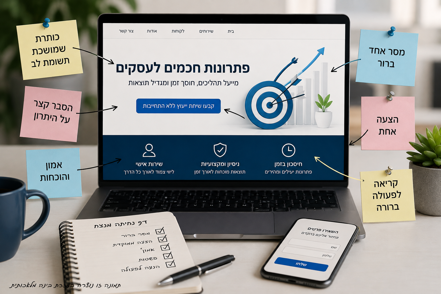 טקסט אלטרנטיבי: טעויות בדף נחיתה – המחשה של מסר ממוקד, יצירת אמון וקריאה לפעולה