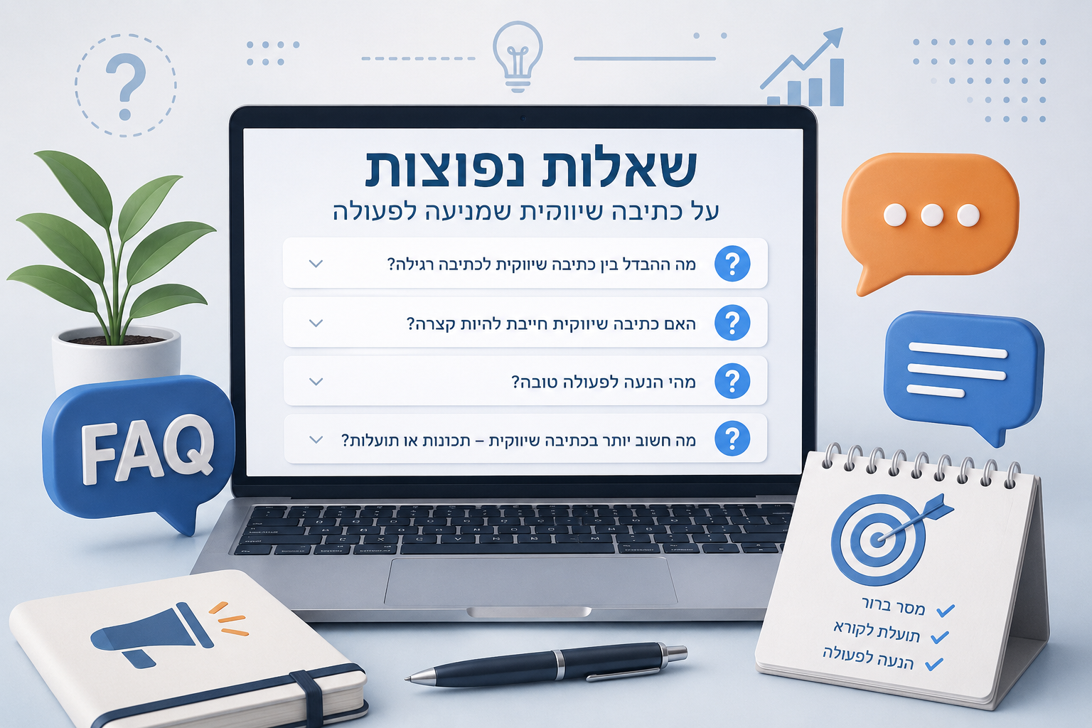 שאלות נפוצות על כתיבה שיווקית שמניעה לקוחות לפעולה